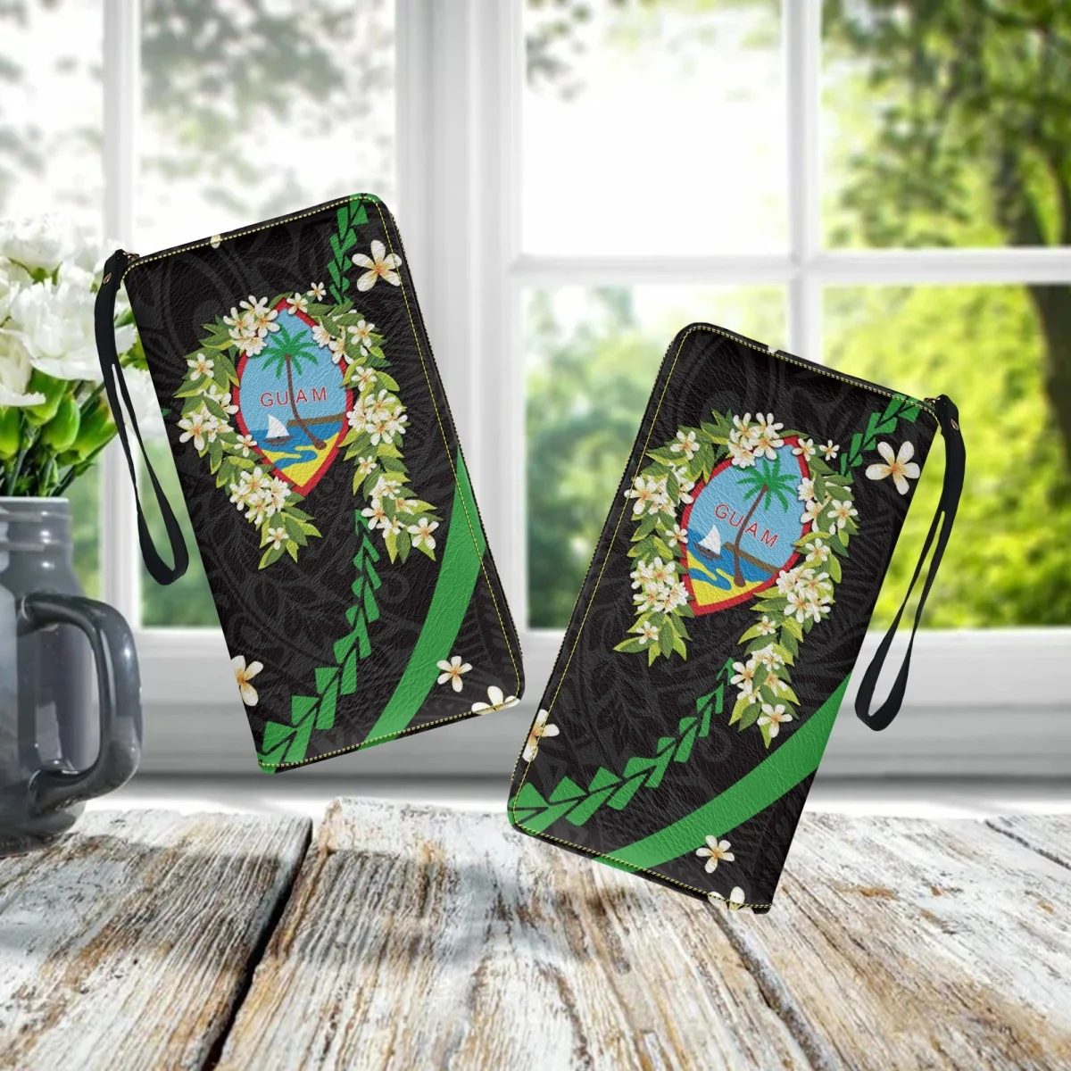 Длинные кожаные кошельки для женщин Гуам, Полинезия, Ti Leaf Lei, повседневный женский кошелек на молнии, Женский держатель для карт, для путешествий, монетница
Длинные кожаные кошельки для женщин Гуам, Полинезия, Ti Leaf Lei, повседневный женский кошелек на молнии, Женский держатель для карт, для путешествий, монетница