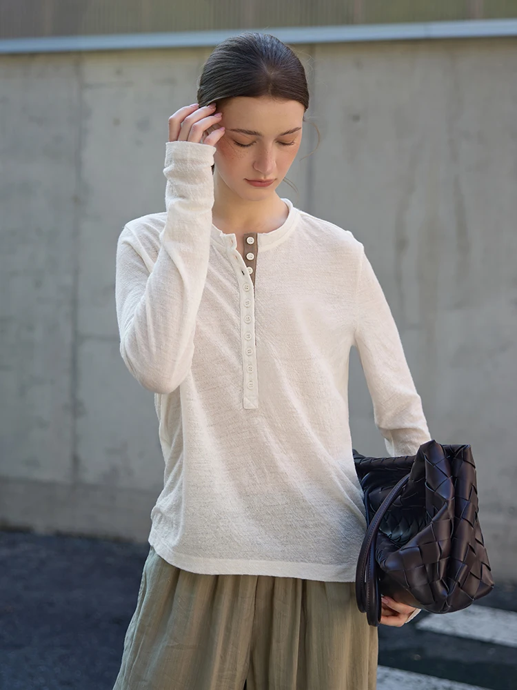 100% Pure Wool Base Layer Shirt Women's Spring Autumn Loose T-Shirt Inner Wear Mid-Length Open-Placket Long Sleeve Knitwear
100% Pure Wool Base Layer Shirt Women's Spring Autumn Loose T-Shirt Inner Wear Mid-Length Open-Placket Long Sleeve Knitwear