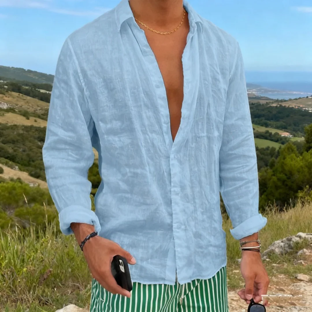 Men's Vintage Linen Shirt Spring Casual Long Sleeve Button-Up Turn-down Collar Seaside Beach Style Solid Color Cardigan
Men's Vintage Linen Shirt Spring Casual Long Sleeve Button-Up Turn-down Collar Seaside Beach Style Solid Color Cardigan