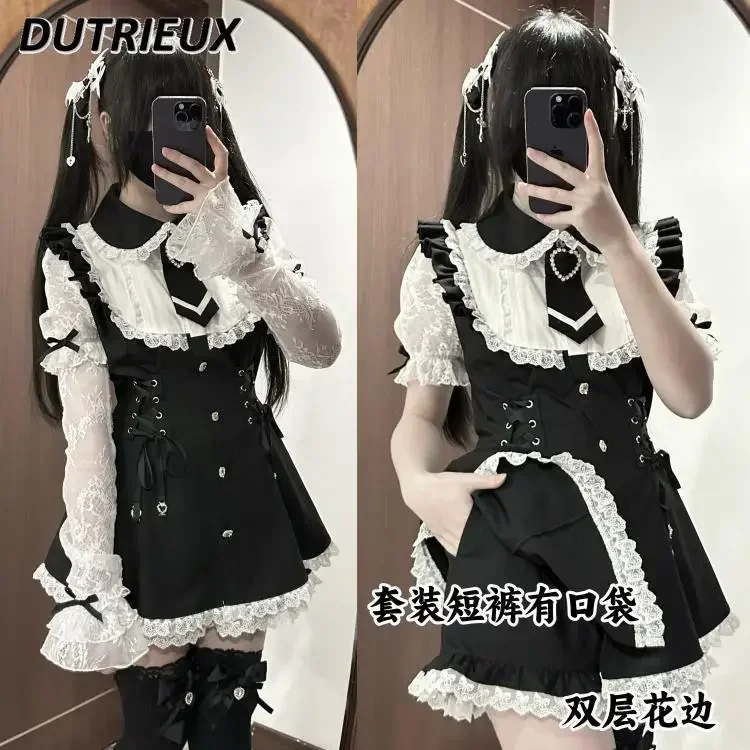 Series Mass- produced Japanese Color-matching Short-sleeved Kawai Doll Collar Lace-up Slim-fitting Dress and Shorts Set
Series Mass- produced Japanese Color-matching Short-sleeved Kawai Doll Collar Lace-up Slim-fitting Dress and Shorts Set