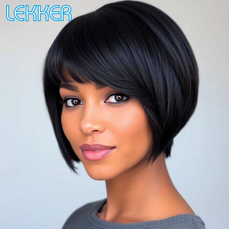 Lekker Short Pixie Straight Bob Right Side Part Lace 100% Human Hair Wigs For Women Glueless Brazilian Remy Hair Natural Wigs
Lekker Short Pixie Straight Bob Right Side Part Lace 100% Human Hair Wigs For Women Glueless Brazilian Remy Hair Natural Wigs