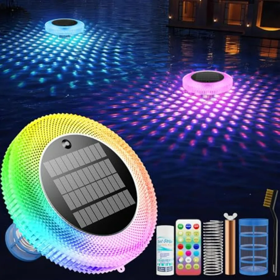 Solar Pool Ionizer Floating Light: Copper ionizer for swimming pools, silver-gray, solar powered with remote control, IP68 wate
Solar Pool Ionizer Floating Light: Copper ionizer for swimming pools, silver-gray, solar powered with remote control, IP68 wate