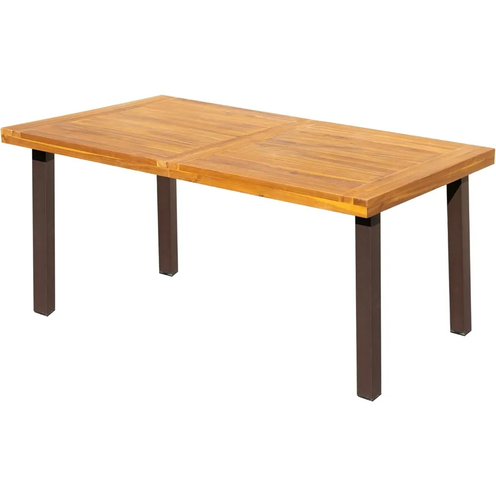Dining Table for 6 Acacia Wood Indoor Outdoor Home Kitchen Table with Iron Legs Large Rectangular Patio Table for Deck, Sunroom
Dining Table for 6 Acacia Wood Indoor Outdoor Home Kitchen Table with Iron Legs Large Rectangular Patio Table for Deck, Sunroom