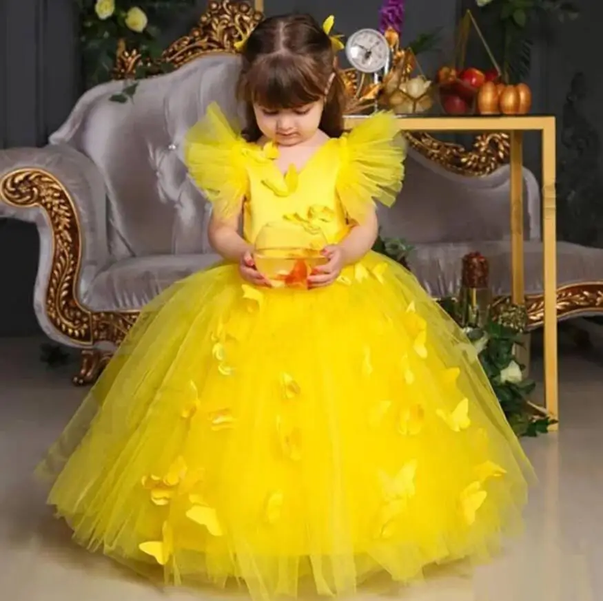 New Customized Flower Girl Dresses Tulle Handmade Butterflies V Neck Birthday Costumes Girls Photography First Communion Dress
New Customized Flower Girl Dresses Tulle Handmade Butterflies V Neck Birthday Costumes Girls Photography First Communion Dress