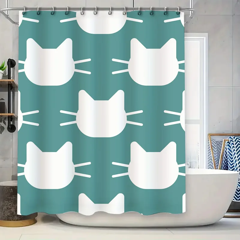 Modern Bath Shower Curtain with Cat Pattern Waterproof Fabric for Home Decor in Teal Green White Colors
Modern Bath Shower Curtain with Cat Pattern Waterproof Fabric for Home Decor in Teal Green White Colors