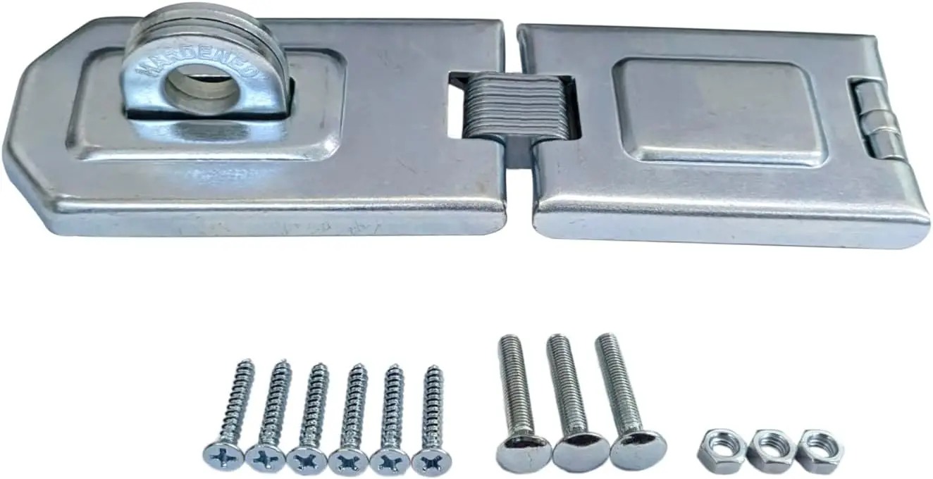 Extra Heavy Duty Concealed Safety Hasp, Flexible Link, Hardened Staple, 6-1/4" Single, Zinc Plated, 1 Pack
Extra Heavy Duty Concealed Safety Hasp, Flexible Link, Hardened Staple, 6-1/4" Single, Zinc Plated, 1 Pack
