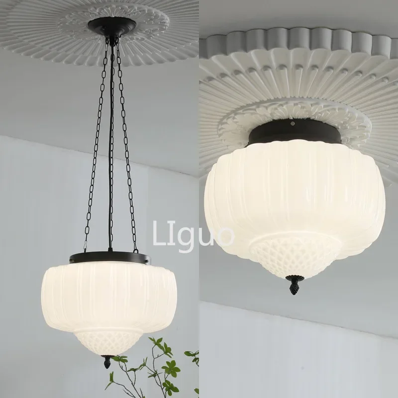 American Retro Pumpkin Glass Chandelier Nordic Minimalist Hallway Restaurant Bar, Homestay Bedroom Cream Pendant Ceiling Light
American Retro Pumpkin Glass Chandelier Nordic Minimalist Hallway Restaurant Bar, Homestay Bedroom Cream Pendant Ceiling Light
