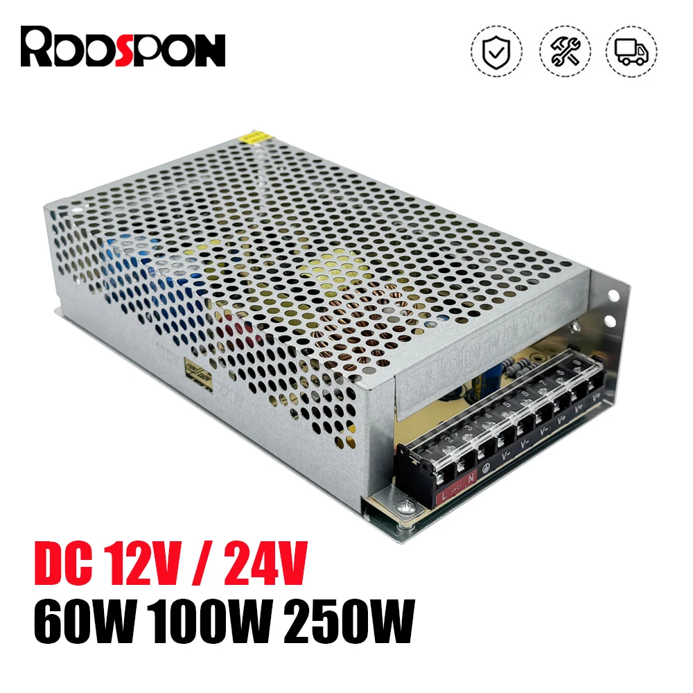 RDDSPON Switching Power Supply DC 12V 24V 60W 100W 250W AC To DC Voltage Converter Transformer Enclosed Switching Power Supplies
RDDSPON Switching Power Supply DC 12V 24V 60W 100W 250W AC To DC Voltage Converter Transformer Enclosed Switching Power Supplies