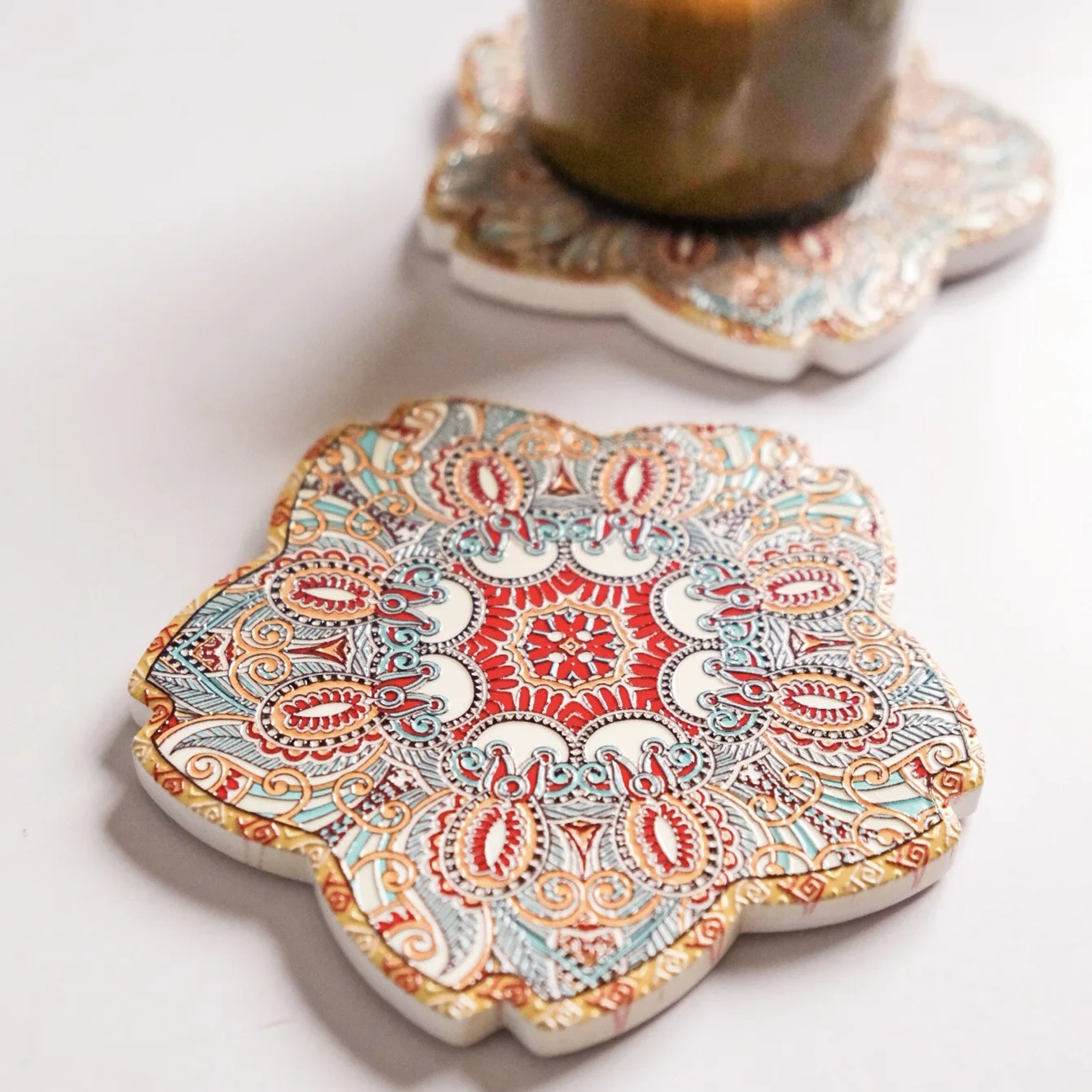 Petal Shaped Relief Craft Coasters Ceramic Cork Bohemian Ethnic Table Mat Retro Heat Insulation Placemats Kitchen Home Decor
Petal Shaped Relief Craft Coasters Ceramic Cork Bohemian Ethnic Table Mat Retro Heat Insulation Placemats Kitchen Home Decor