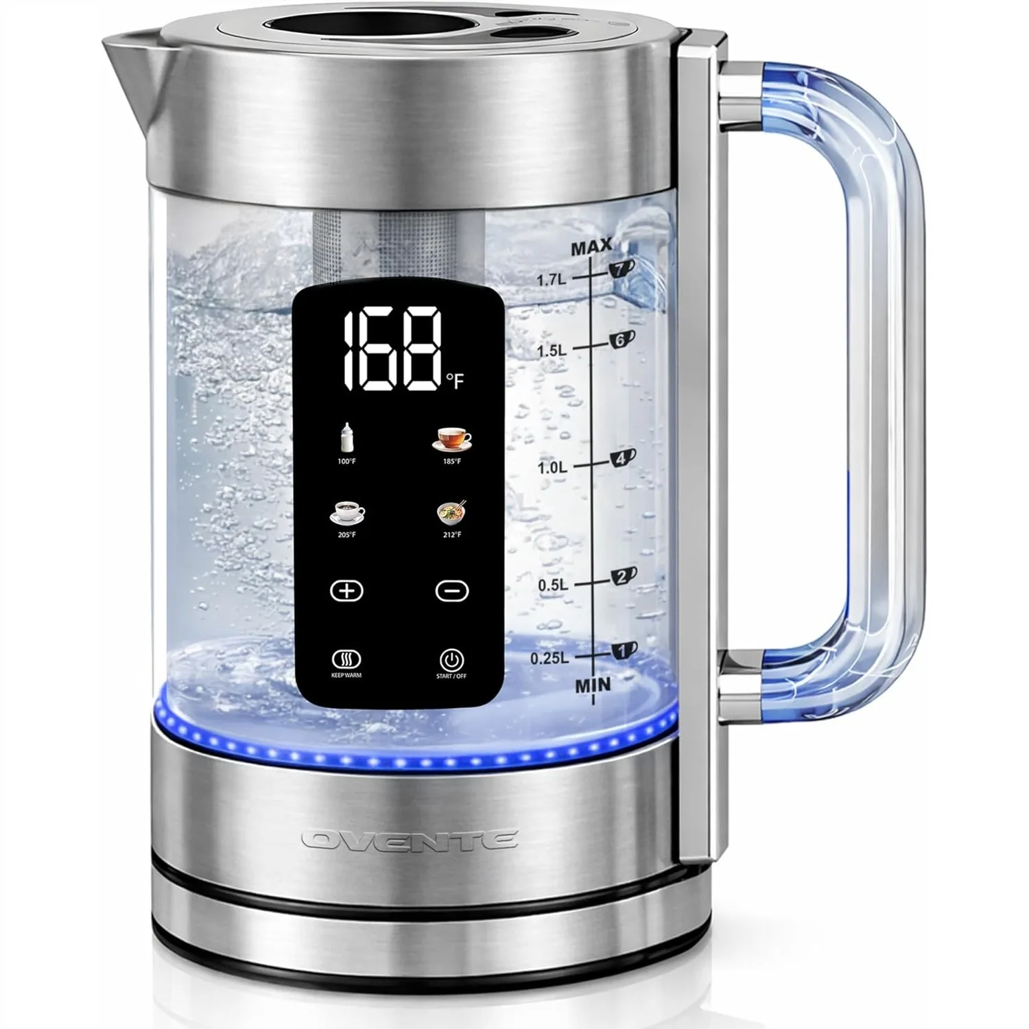 Electric Kettle 1.7L with Temperature Control & Color-Changing LED, Double-Wall Cool Touch, Fast Boil, Tea Infuser
Electric Kettle 1.7L with Temperature Control & Color-Changing LED, Double-Wall Cool Touch, Fast Boil, Tea Infuser