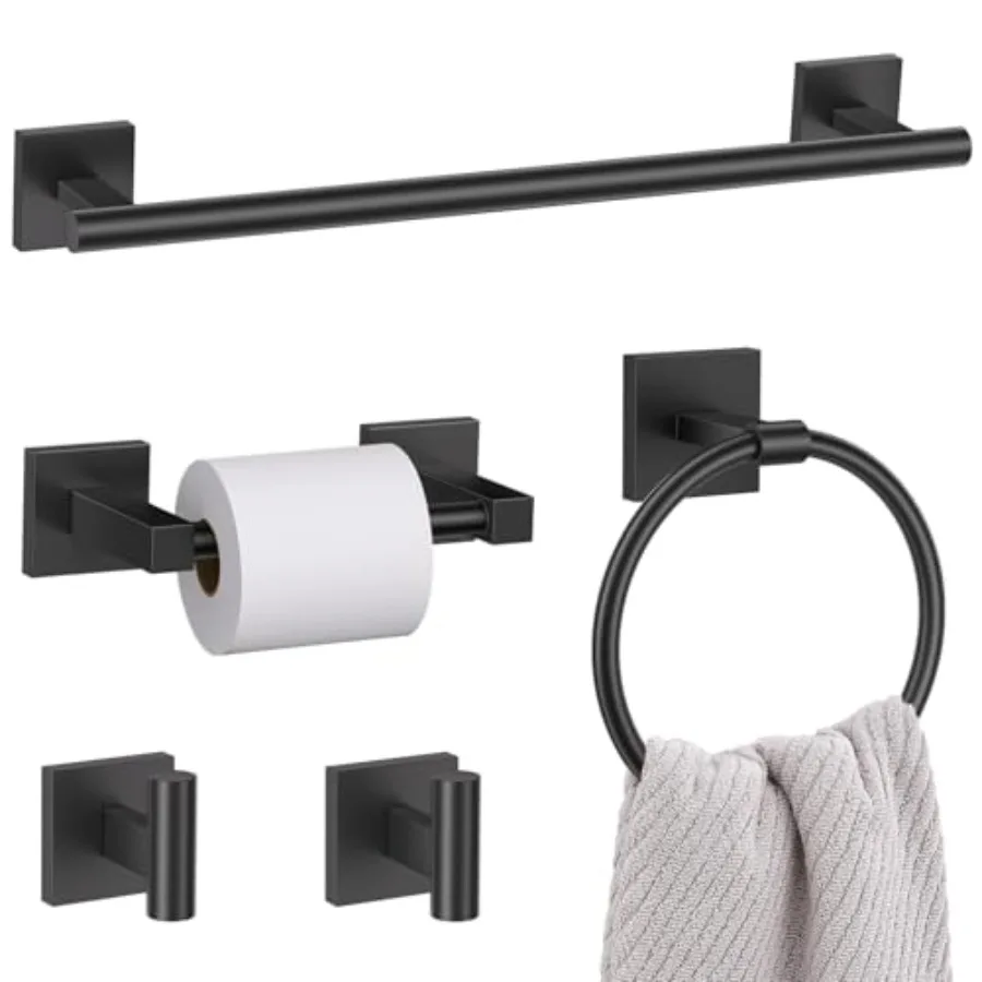 5 Pieces Bathroom Hardware Set Towel Bar Set Includes 23.6" Towel Bar Towel Ring Holder Toilet Paper Holder and Two Towel Hooks
5 Pieces Bathroom Hardware Set Towel Bar Set Includes 23.6" Towel Bar Towel Ring Holder Toilet Paper Holder and Two Towel Hooks