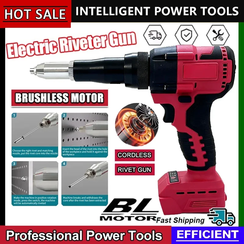 For Milwaukee Brushless Rivet Riveting Tool With LED Light 4.8MM Cordless Electric Riveter Gun For Milwaukee 18V Battery
For Milwaukee Brushless Rivet Riveting Tool With LED Light 4.8MM Cordless Electric Riveter Gun For Milwaukee 18V Battery