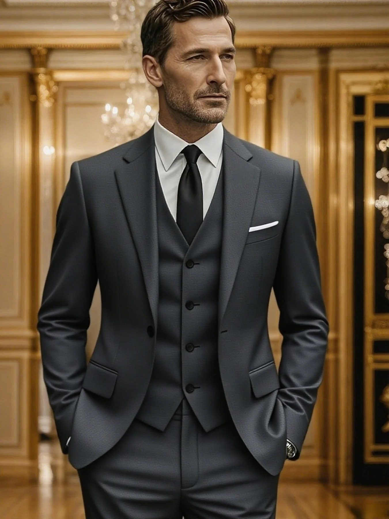 Men's Essential Solid Suit Set 3-Piece Single Breasted Blazer Vest Pants Formal Office Party Wedding Elegant
Men's Essential Solid Suit Set 3-Piece Single Breasted Blazer Vest Pants Formal Office Party Wedding Elegant