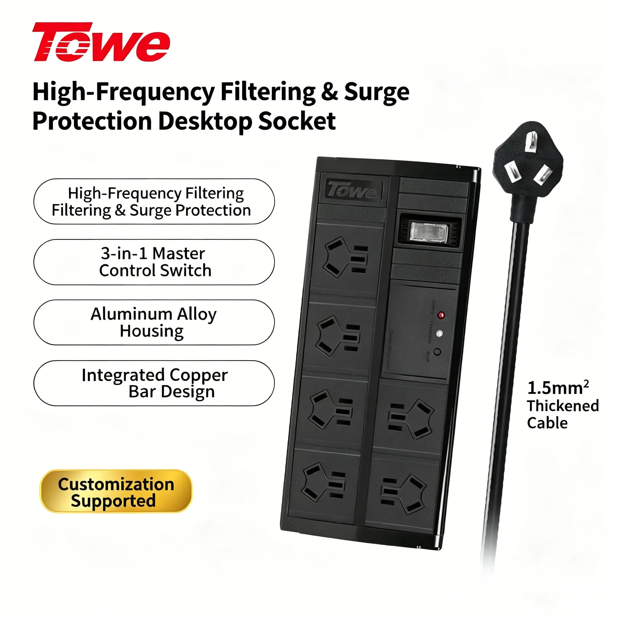 TOWE Audio Power Conditioner Surge Protector Desktop PDU HiFi EMI Noise Filter Dual Row Power Strip Socket
TOWE Audio Power Conditioner Surge Protector Desktop PDU HiFi EMI Noise Filter Dual Row Power Strip Socket