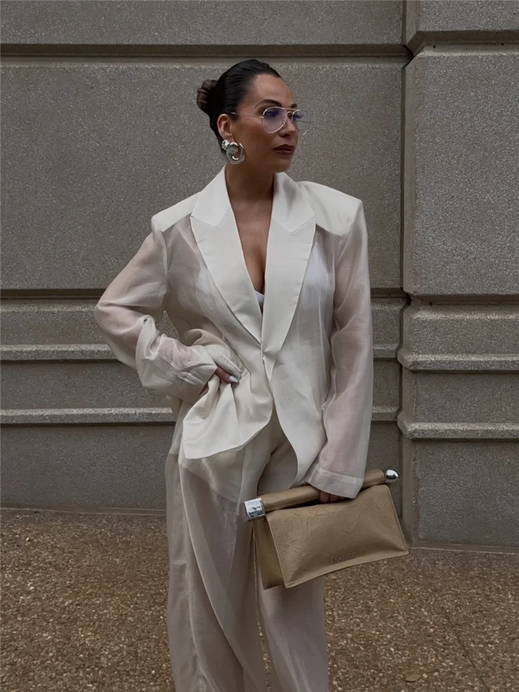 Lapel Perspective Shirt Woman Splice Straight Pants Solid Color Loose Suit Jacket Two-Piece Set Casual Fashion Chic Female Suits
Lapel Perspective Shirt Woman Splice Straight Pants Solid Color Loose Suit Jacket Two-Piece Set Casual Fashion Chic Female Suits