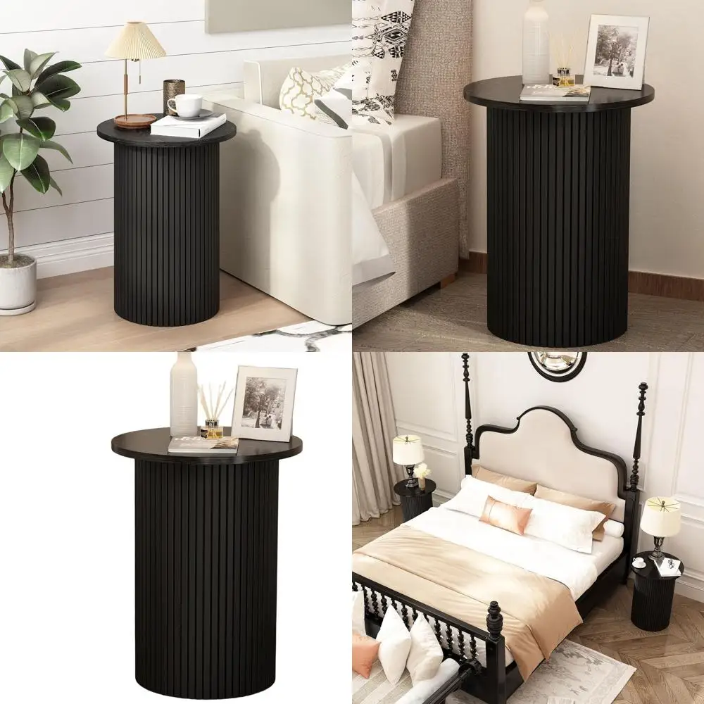 Black Handcrafted Fluted Wood Nightstand, Small Side Table for Living Room Accents
Black Handcrafted Fluted Wood Nightstand, Small Side Table for Living Room Accents