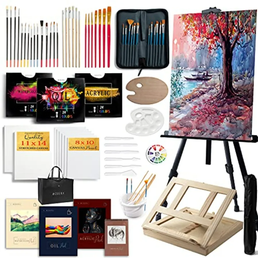 Large Deluxe Artist Painting Set 141-Piece Professional Art Supplies Kit with Aluminum Field Wood Table Easel for Adults Acryli
Large Deluxe Artist Painting Set 141-Piece Professional Art Supplies Kit with Aluminum Field Wood Table Easel for Adults Acryli
