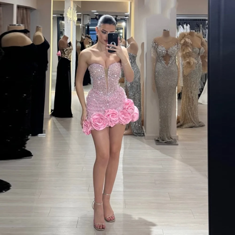 Customized Sexy Sweetheart Sequin Evening Dresses 3D Flowers Mini Crystals Women Saudi Arabric Bespoke Cocktail Dress
Customized Sexy Sweetheart Sequin Evening Dresses 3D Flowers Mini Crystals Women Saudi Arabric Bespoke Cocktail Dress