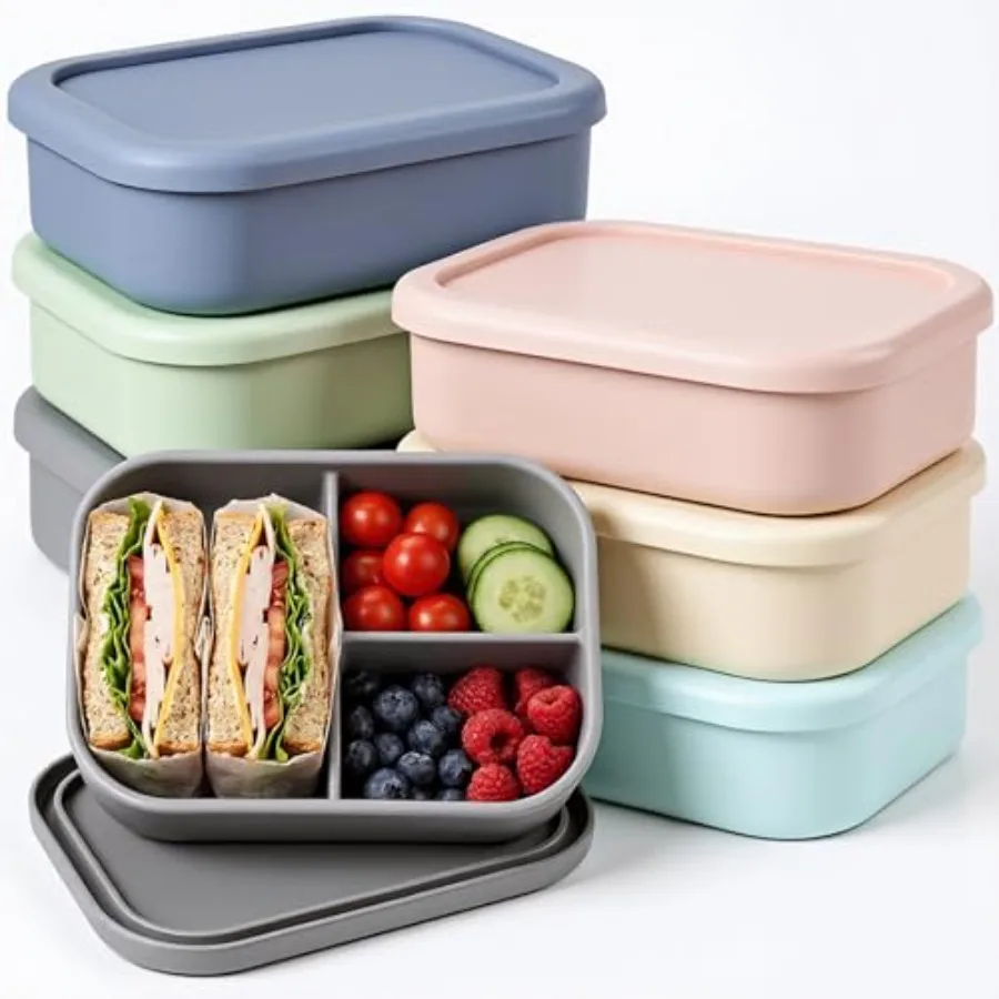Pcs Silicone Bento Box for Adults 7 oz Bento Lunch Container Reusable 3 Compartment Lunchable Food Container for Women Men Leak
Pcs Silicone Bento Box for Adults 7 oz Bento Lunch Container Reusable 3 Compartment Lunchable Food Container for Women Men Leak
