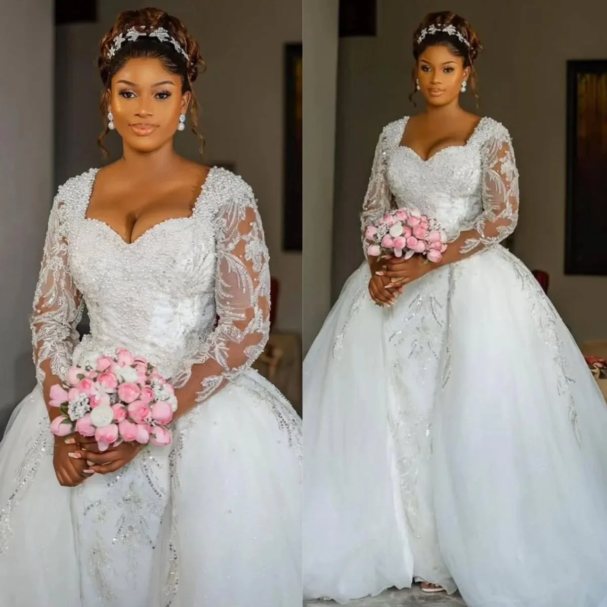 Африканское свадебное платье по индивидуальному заказу, свадебные платья для невесты, иллюзия русалки, прозрачные длинные рукава, аппликация из бисера, съемное кружево
Африканское свадебное платье по индивидуальному заказу, свадебные платья для невесты, иллюзия русалки, прозрачные длинные рукава, аппликация из бисера, съемное кружево