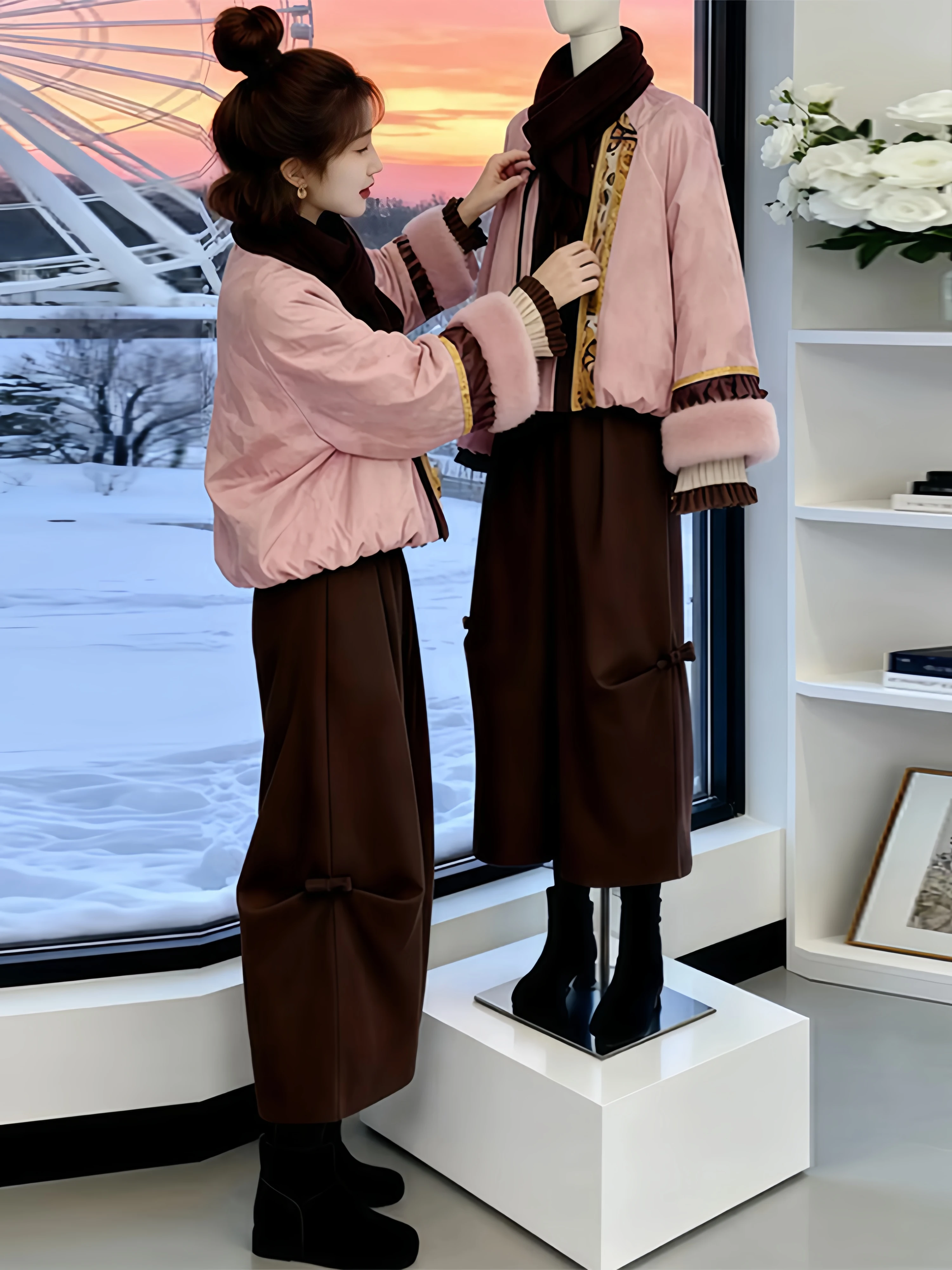 Korean Style Women's Thickened Cotton Jacket And Pants Set Winter Fashion Casual High Waist Long Sleeve Zipper Closure Two Pi...
Korean Style Women's Thickened Cotton Jacket And Pants Set Winter Fashion Casual High Waist Long Sleeve Zipper Closure Two Pi...