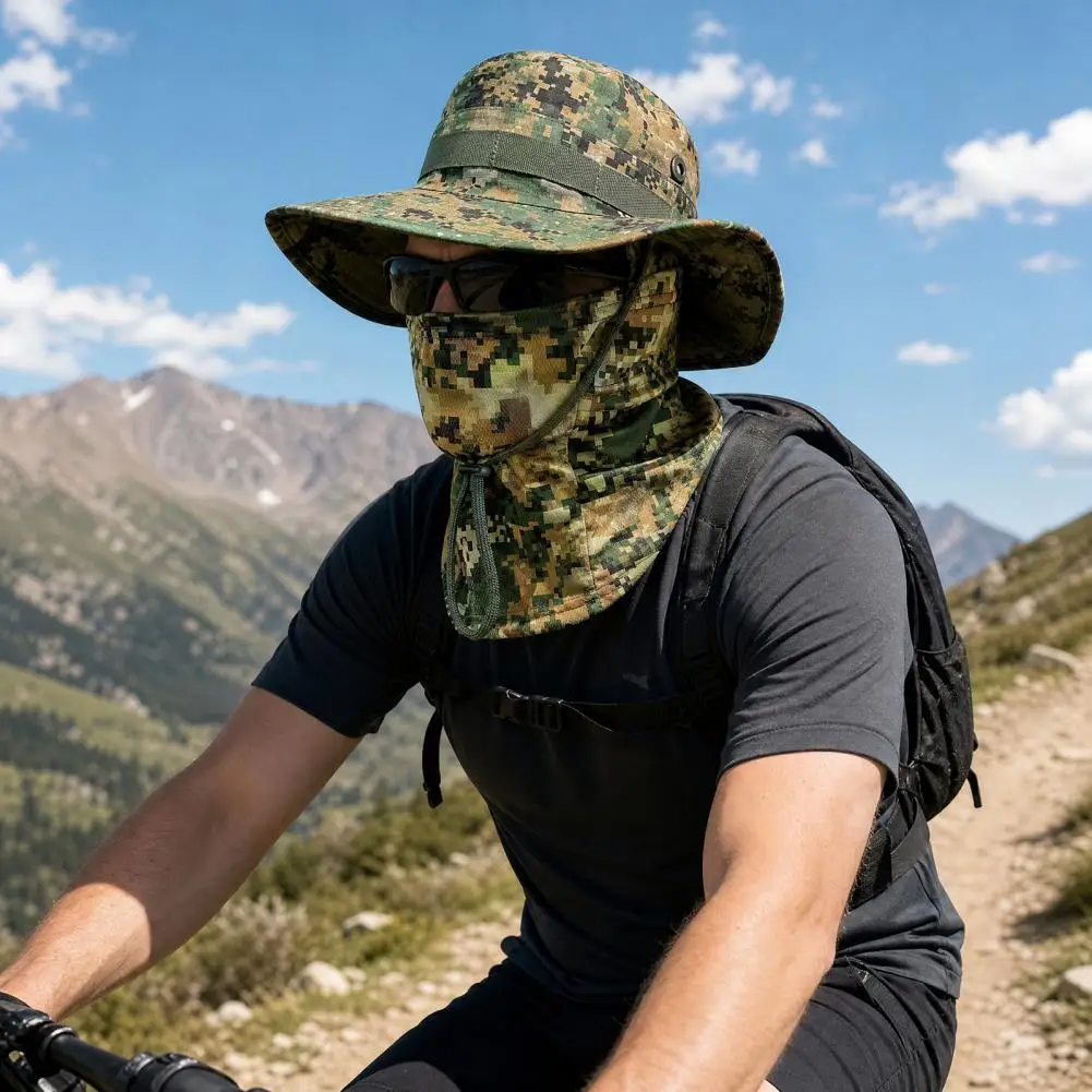 Camouflage Sun Hat with Balaclava Face Mask UV Protection Men Wide Brim Hat Bucket Hat for Outdoor Fishing Hiking Cycling
Camouflage Sun Hat with Balaclava Face Mask UV Protection Men Wide Brim Hat Bucket Hat for Outdoor Fishing Hiking Cycling