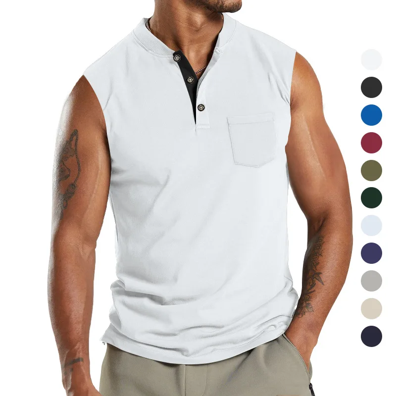 Men's Sleeveless European and American Men's V-neck Button Sports Breathable Heavy-duty Wide Shoulder Vest for Men
Men's Sleeveless European and American Men's V-neck Button Sports Breathable Heavy-duty Wide Shoulder Vest for Men