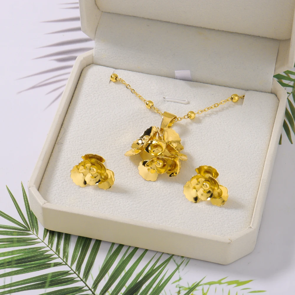Color Gold Flower Necklace Stud Earrings Set For Women Wedding Party Birthday Christmas Bride Mother Girlfriend Gifts
Color Gold Flower Necklace Stud Earrings Set For Women Wedding Party Birthday Christmas Bride Mother Girlfriend Gifts