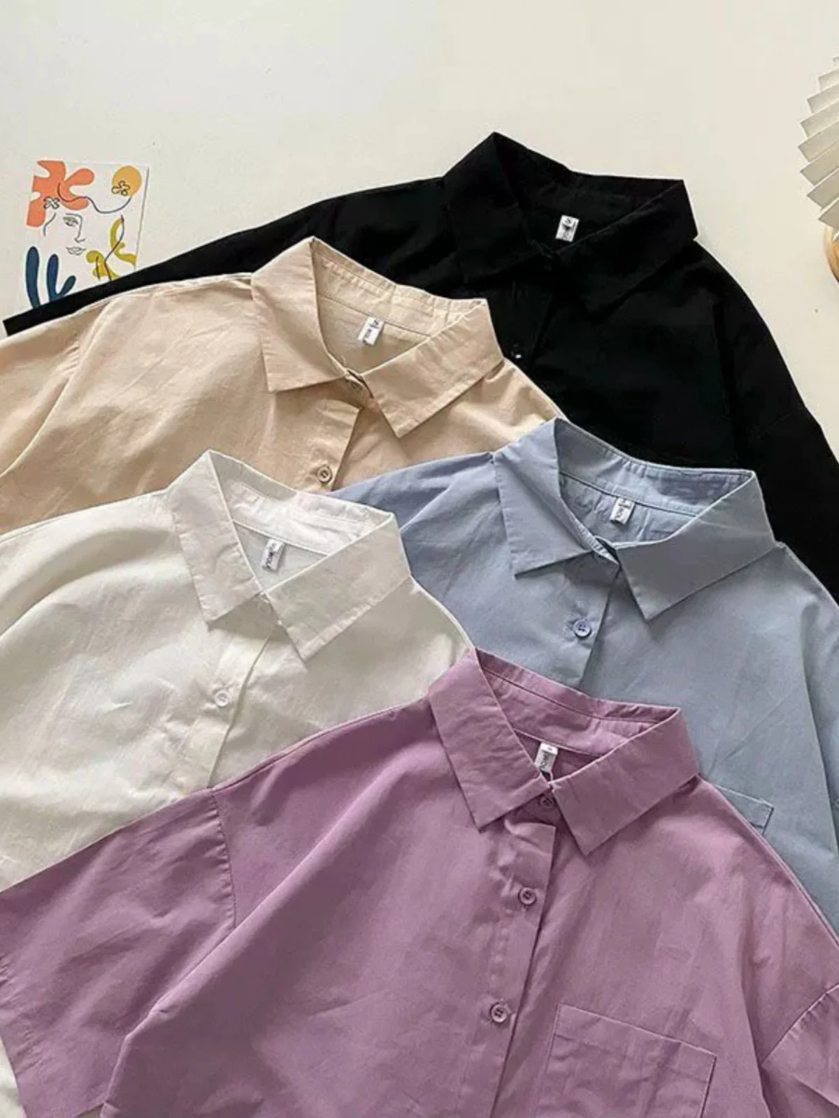 Multicolor Loose Short Sleeve Collar Women's Shirt Vintage Fashion College Style Korean Version Casual Summer Top
Multicolor Loose Short Sleeve Collar Women's Shirt Vintage Fashion College Style Korean Version Casual Summer Top