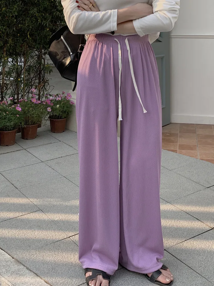 High Waist Drop Ice Silk Wide Leg Pants Women Spring/Summer New Straight Loose Casual Drawstring Floor Pants Streetwear Trousers
High Waist Drop Ice Silk Wide Leg Pants Women Spring/Summer New Straight Loose Casual Drawstring Floor Pants Streetwear Trousers