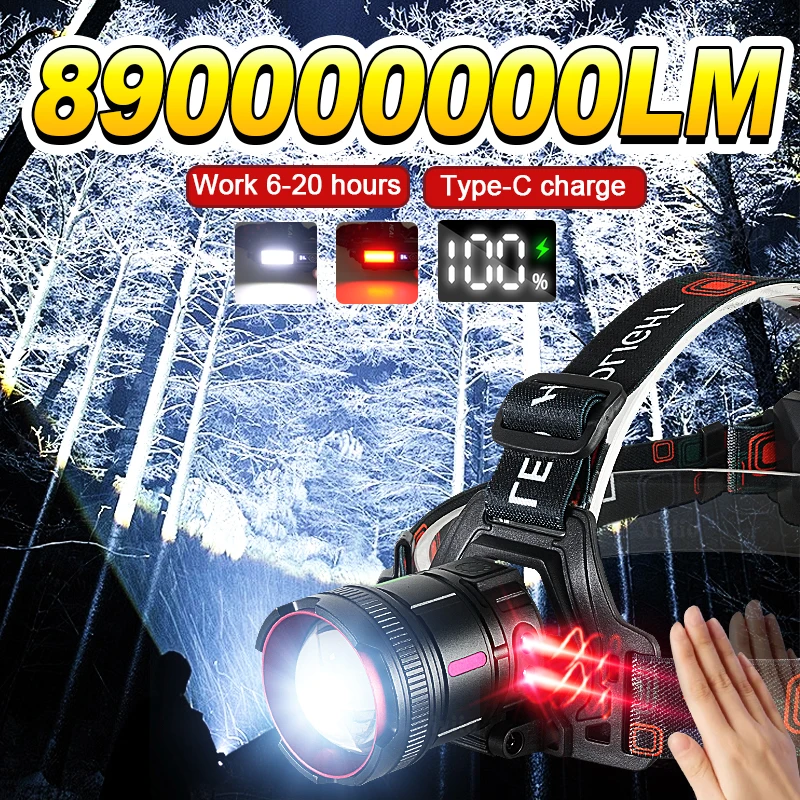Налобный фонарь 890000000LM с мощным светом и ИК-датчиком, перезаряжаемый светодиодный налобный фонарь 18650 для активного отдыха, кемпинга и рыбалки
Налобный фонарь 890000000LM с мощным светом и ИК-датчиком, перезаряжаемый светодиодный налобный фонарь 18650 для активного отдыха, кемпинга и рыбалки