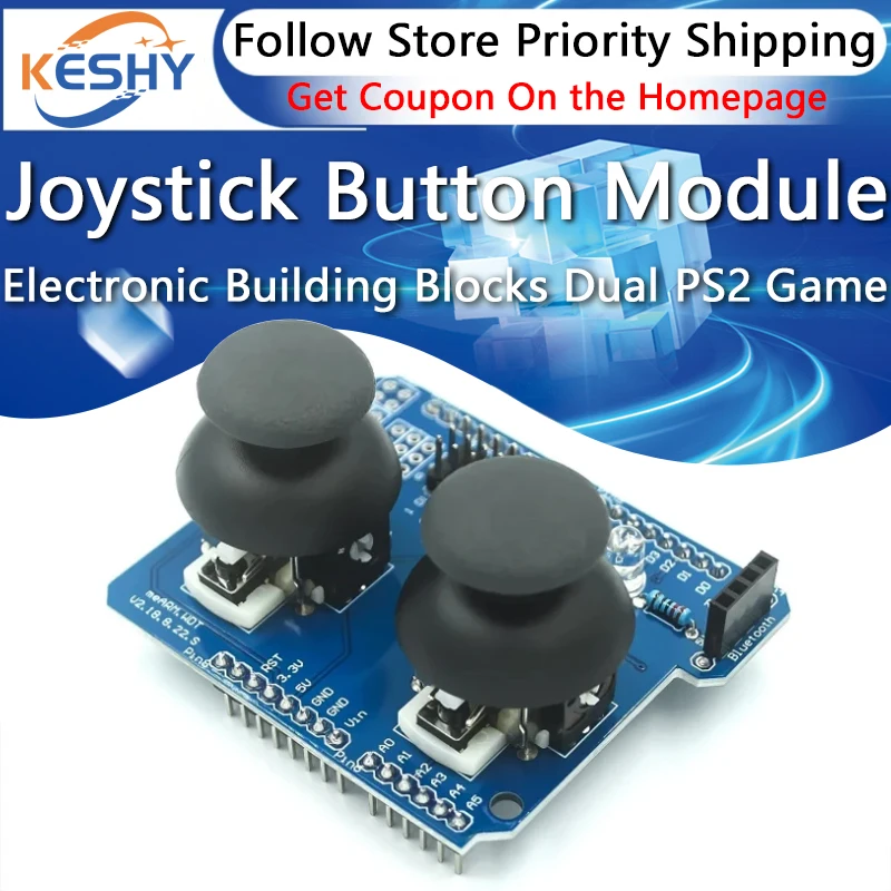 Electronic building blocks Dual PS2 game joystick button module JoyStick compatible with UNO R3
Electronic building blocks Dual PS2 game joystick button module JoyStick compatible with UNO R3
