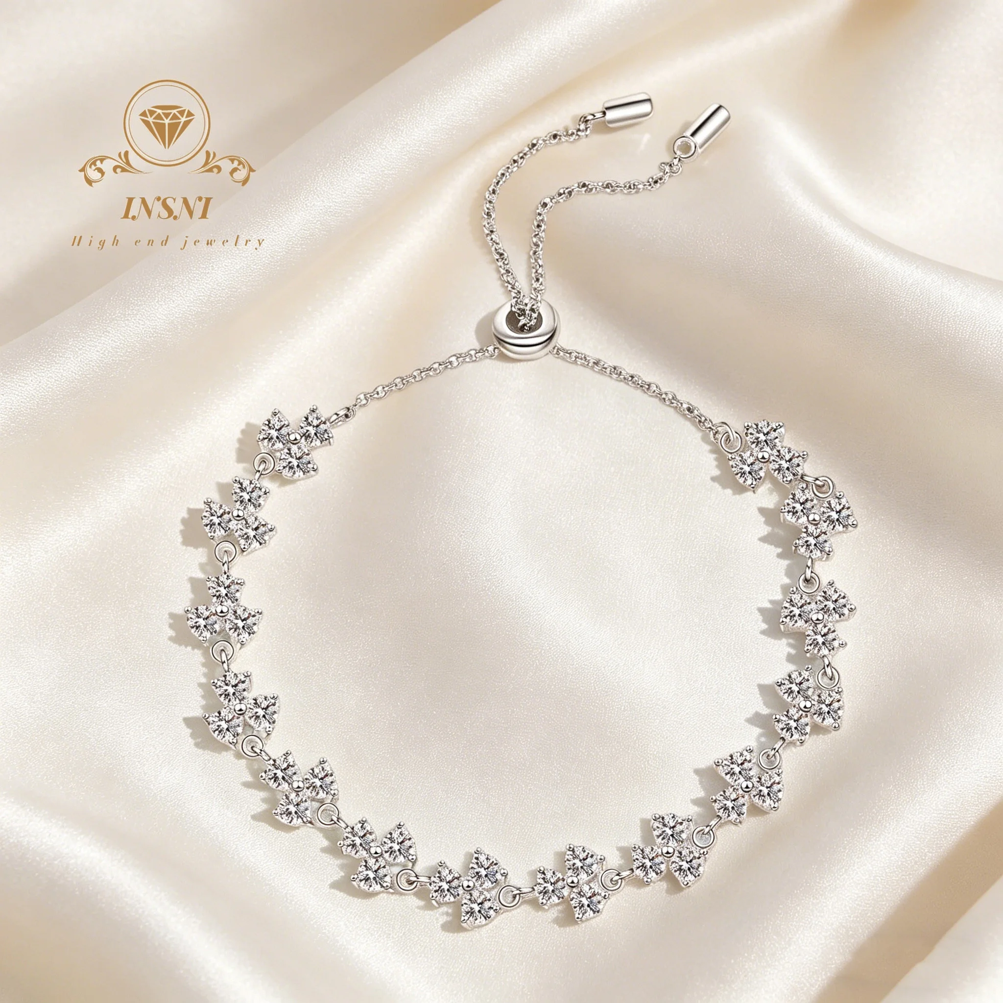 Women's Sparkling Moissanite Clover Bracelet S925 Sterling Silver Adjustable Fine Jewelry Gift Non-allergic Material not fade
Women's Sparkling Moissanite Clover Bracelet S925 Sterling Silver Adjustable Fine Jewelry Gift Non-allergic Material not fade