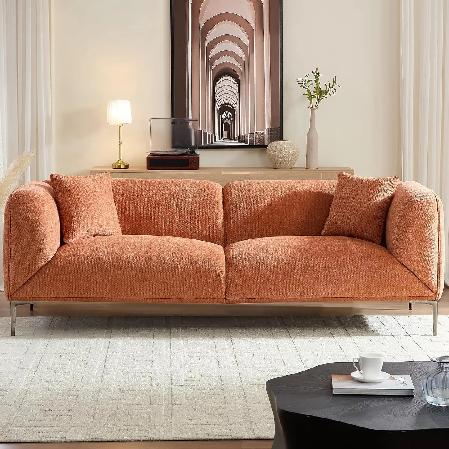 82.68" Modern Sofa, 3-Seater Deep Seats Tuxedo Couch, Boucle Sofas with 2 Pillows, Minimalist Couches, Customized
82.68" Modern Sofa, 3-Seater Deep Seats Tuxedo Couch, Boucle Sofas with 2 Pillows, Minimalist Couches, Customized