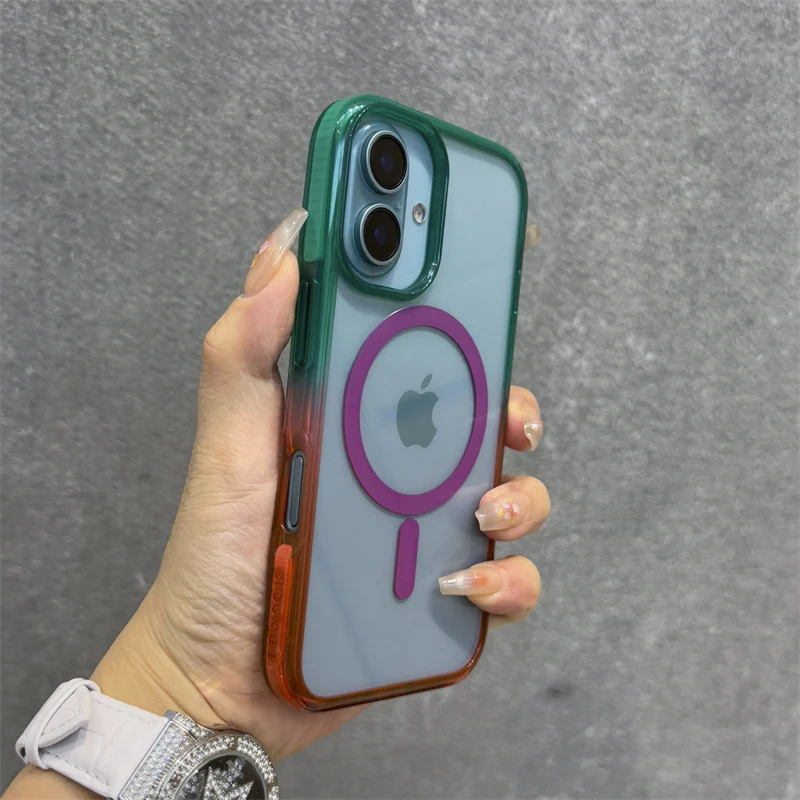 Gradient Color Transparent Magnetic Magsafe Hard Case For iPhone 16 15pro 15 16Pro Max For Wireless Charging Phone Back Cover
Gradient Color Transparent Magnetic Magsafe Hard Case For iPhone 16 15pro 15 16Pro Max For Wireless Charging Phone Back Cover