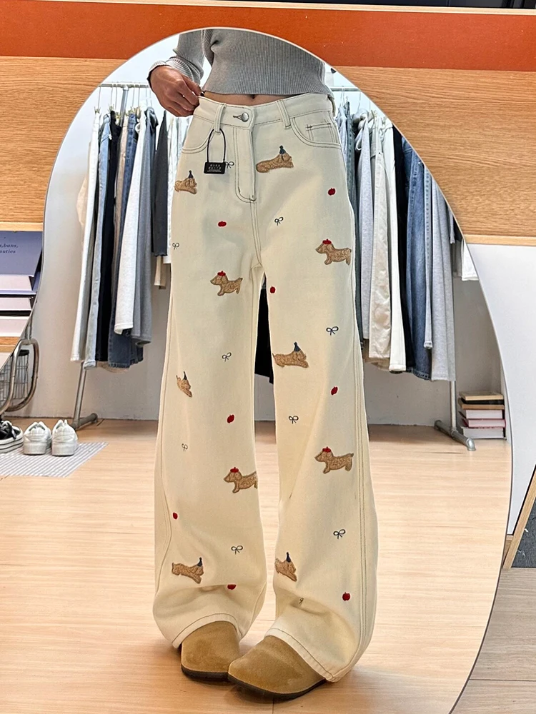 Широкие джинсы с высокой талией, женские весенние дизайнерские брюки с вышивкой собаки из мультфильма, длина до пола, свободные брюки, джинсовые пастельные цвета
Широкие джинсы с высокой талией, женские весенние дизайнерские брюки с вышивкой собаки из мультфильма, длина до пола, свободные брюки, джинсовые пастельные цвета