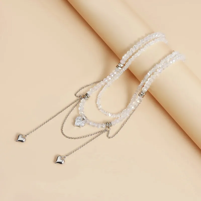 Light luxury high-end crystal necklace with heart-shaped zircon double chain tassel design and collarbone chain
Light luxury high-end crystal necklace with heart-shaped zircon double chain tassel design and collarbone chain