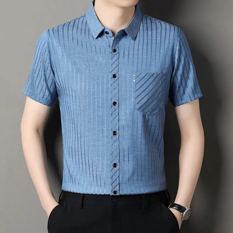 Premium Men's Short Sleeve Shirt for Summer Lightweight Breathable Silk Touch Business Casual Style
Premium Men's Short Sleeve Shirt for Summer Lightweight Breathable Silk Touch Business Casual Style