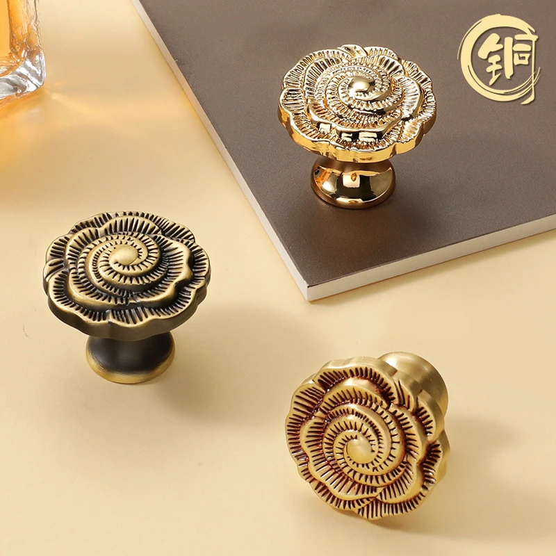 French Luxury Flower Brass Drawer Handle Cabinet Wardrobe Cabinet Door Handle Copper Single Hole Furniture Handle Knobs
French Luxury Flower Brass Drawer Handle Cabinet Wardrobe Cabinet Door Handle Copper Single Hole Furniture Handle Knobs