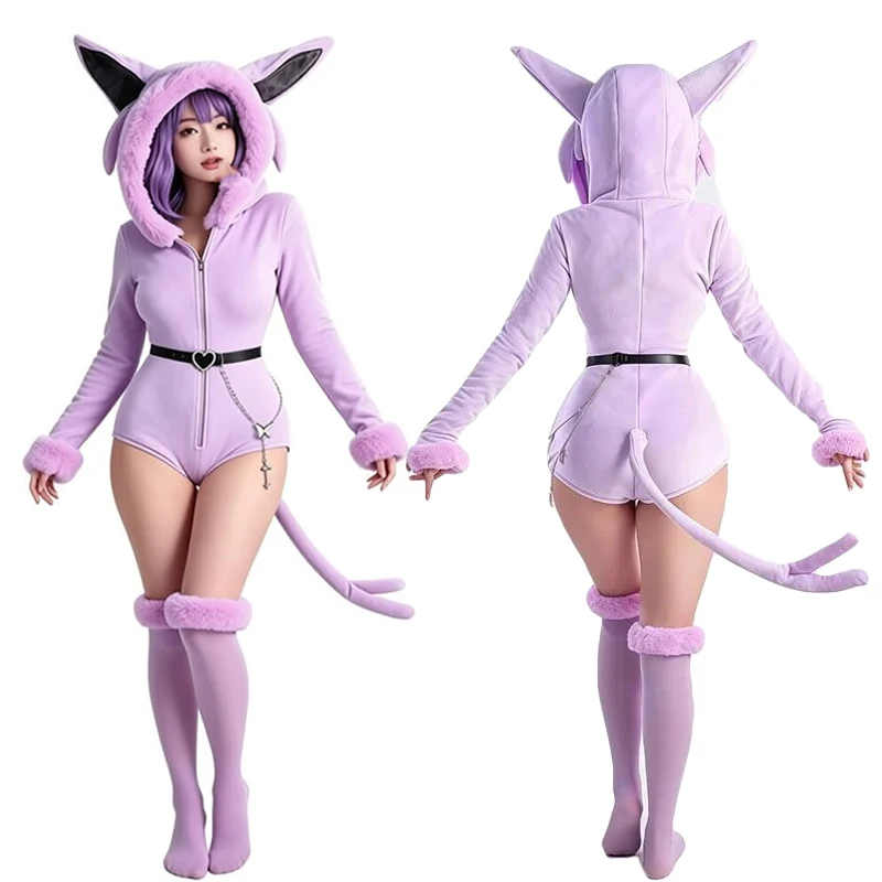 Game Espeon Cosplay Jumpsuit Costume Purpel Plush Kawaii Sexy Bodysuit Hooded Uniform Halloween Carnival Clothes
Game Espeon Cosplay Jumpsuit Costume Purpel Plush Kawaii Sexy Bodysuit Hooded Uniform Halloween Carnival Clothes
