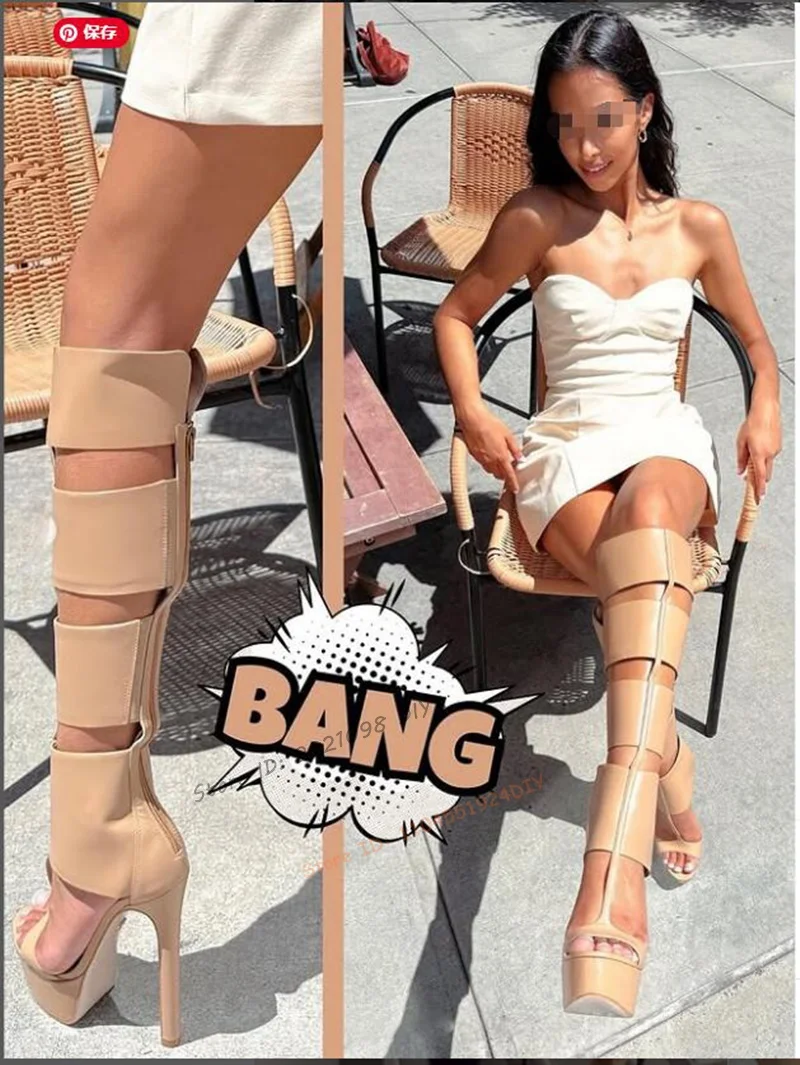 Caged Boot Thick Platform 3 & 4 Belts Tall Sandal Boots Women Chic T-Strap Gladiator Sandals Stiletto Heels Knee High Long Boots
Caged Boot Thick Platform 3 & 4 Belts Tall Sandal Boots Women Chic T-Strap Gladiator Sandals Stiletto Heels Knee High Long Boots