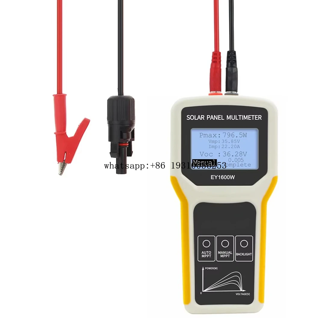 Ey1600w LCD MPPT Solar Panel Multimeter Solar Panel Energy Tester Smart Tester Voltage Tester Kit Digital Power PV Meter VOC
Ey1600w LCD MPPT Solar Panel Multimeter Solar Panel Energy Tester Smart Tester Voltage Tester Kit Digital Power PV Meter VOC