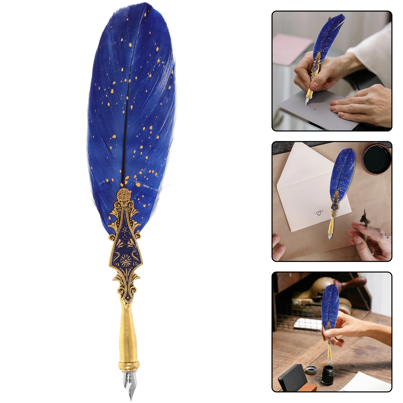 Перьевые ручки для каллиграфии, ручка в стиле ретро, украшенное пером, металлическая перьевая ручка с синими чернилами, инструмент для рукописного ввода
Перьевые ручки для каллиграфии, ручка в стиле ретро, украшенное пером, металлическая перьевая ручка с синими чернилами, инструмент для рукописного ввода