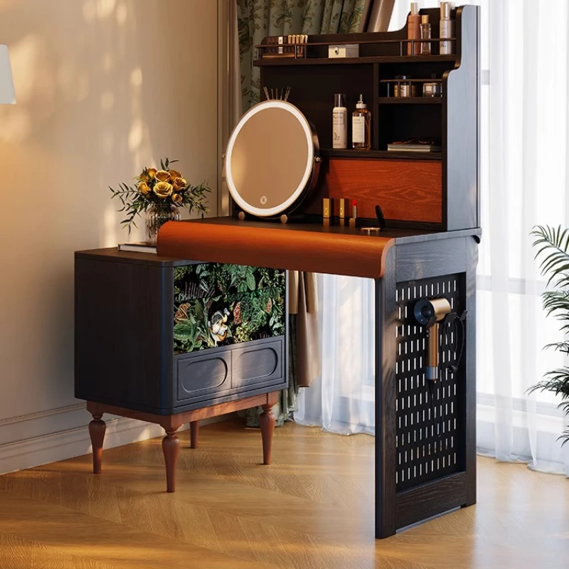 Wooden bedside table, dresser, integrated bedroom, solid wood dresser, French retro black ash wood makeup table
Wooden bedside table, dresser, integrated bedroom, solid wood dresser, French retro black ash wood makeup table