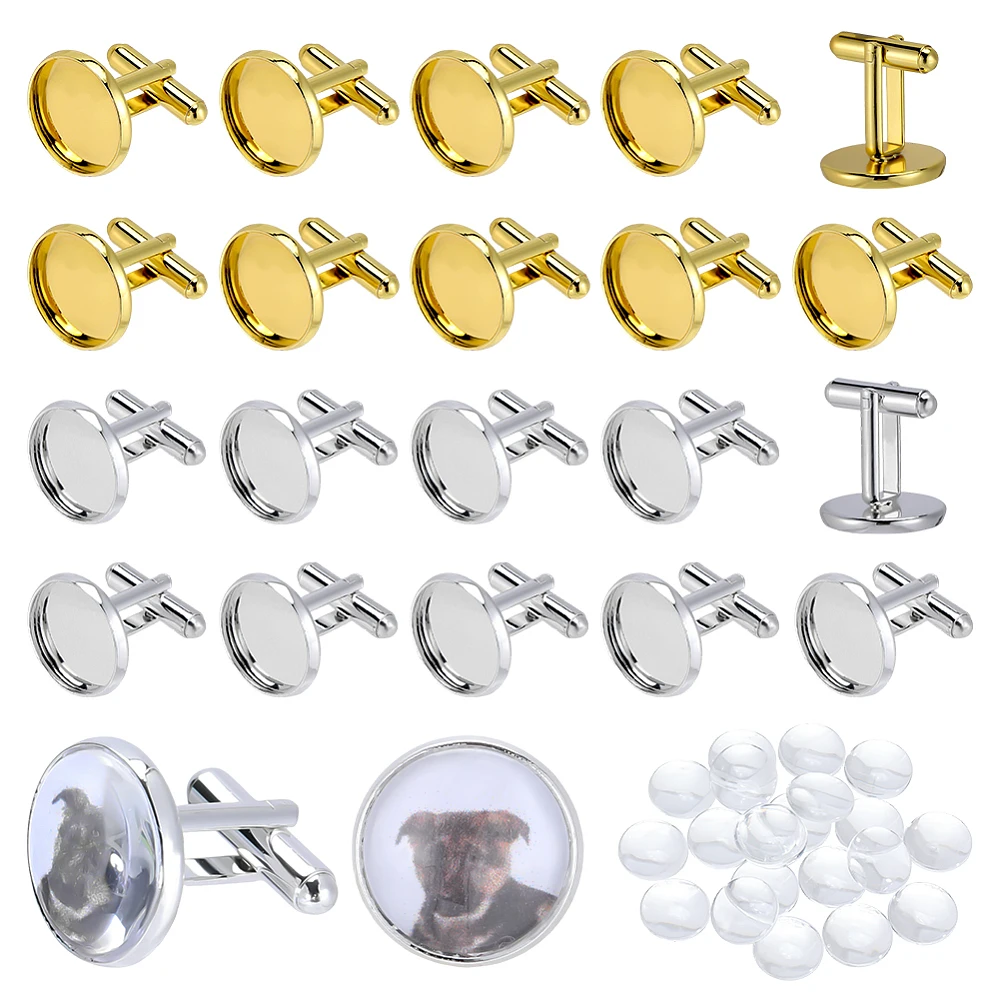 20Pcs Brass Cufflinks Cabochon Settings 20Pcs Transparent Glass Cabochons Flat Round Golden Silver Tray: 16mm 26x17.5mm
20Pcs Brass Cufflinks Cabochon Settings 20Pcs Transparent Glass Cabochons Flat Round Golden Silver Tray: 16mm 26x17.5mm