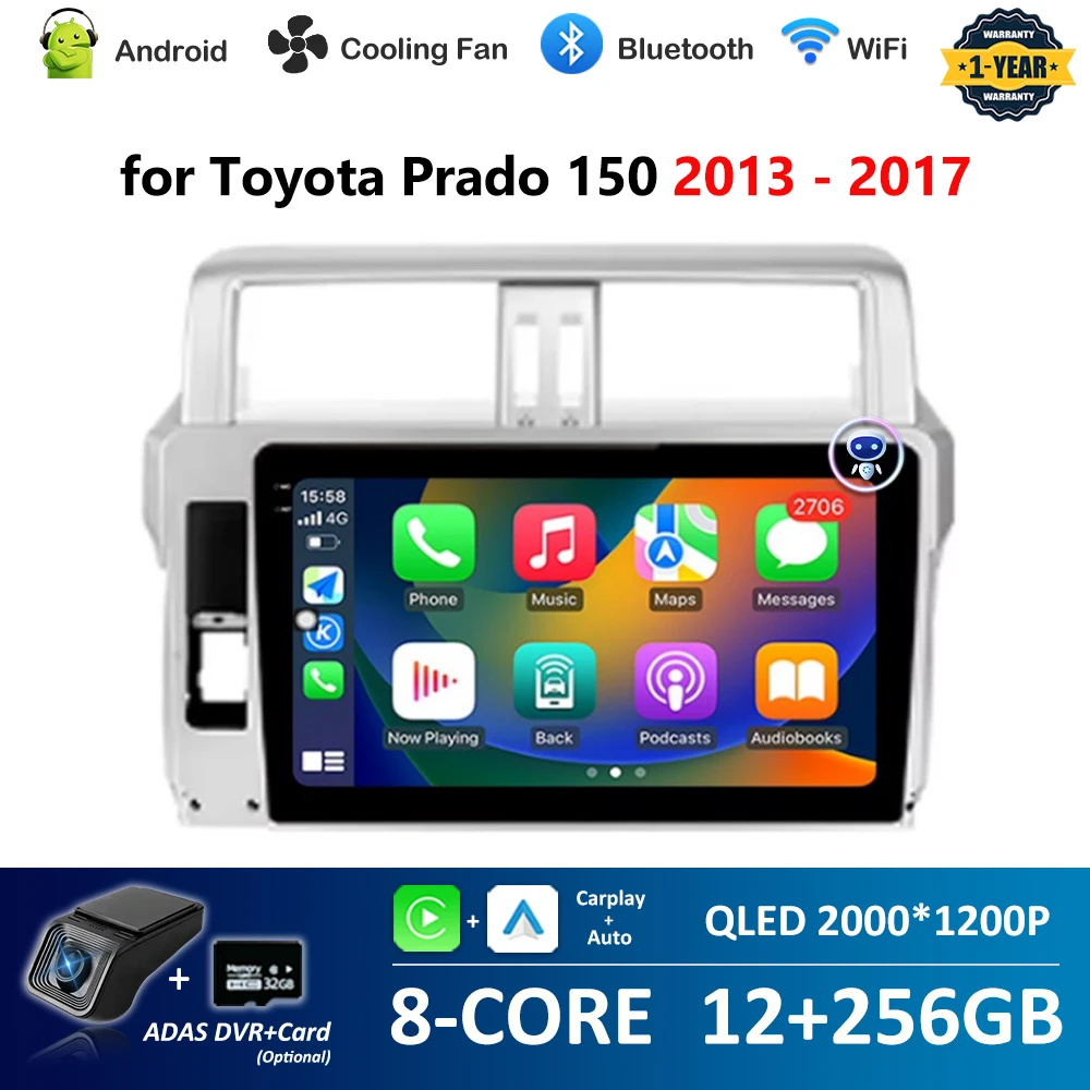 Автомагнитола, мультимедийный плеер, GPS-навигация, DSP стерео для Toyota Prado 150 2013-2017, QLED экран, Android OS, головное устройство, Wi-Fi
Автомагнитола, мультимедийный плеер, GPS-навигация, DSP стерео для Toyota Prado 150 2013-2017, QLED экран, Android OS, головное устройство, Wi-Fi