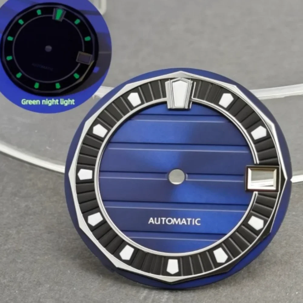 NH35 28.5mm Watch Dial Sterile Case Mod Parts Sunburst Texture for NH35 Automatic Movement C3 Green Lume No logo
NH35 28.5mm Watch Dial Sterile Case Mod Parts Sunburst Texture for NH35 Automatic Movement C3 Green Lume No logo