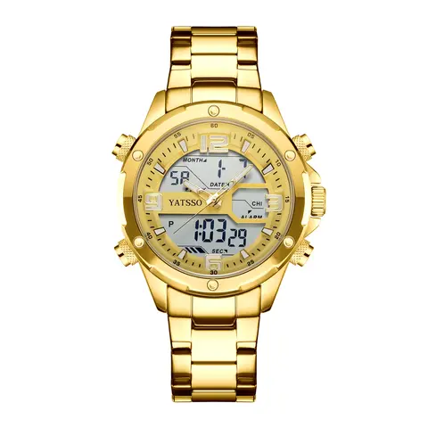 Relógio Masculino Híbrido Watch | 5ATM Waterproof Steel Band Dual Movement Luminous Hands Alloy Case
