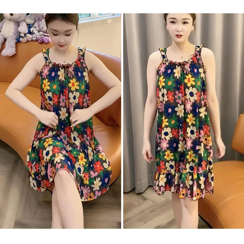Fashion O-Neck Printed Spliced Folds Bow Slip Dress Female Clothing Summer New Oversized Bohemian Sleeveless Dresses
Fashion O-Neck Printed Spliced Folds Bow Slip Dress Female Clothing Summer New Oversized Bohemian Sleeveless Dresses