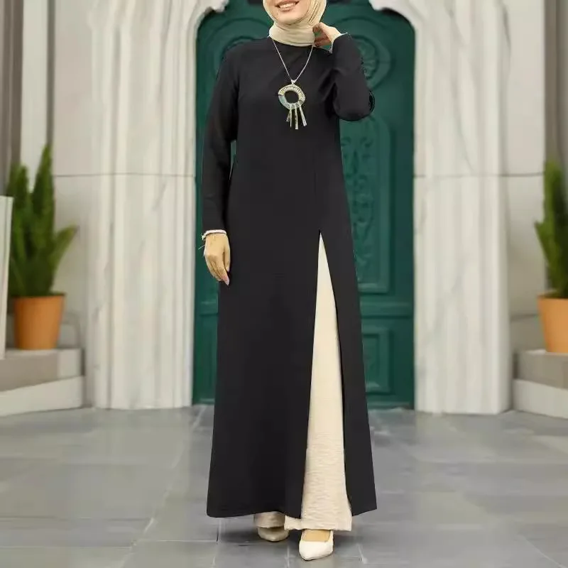Muslim Women Viscose Crinkle Long Sleeve High Slit Abaya Dress Middle Eastern Style Elegant
Muslim Women Viscose Crinkle Long Sleeve High Slit Abaya Dress Middle Eastern Style Elegant